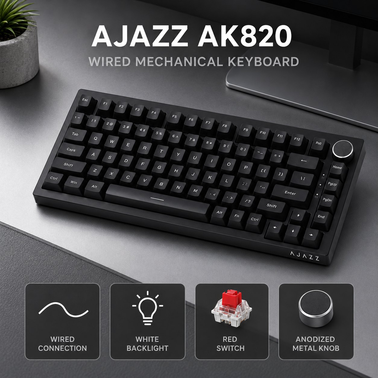 Gaming Keyboard Mini - Teclado Mecânico para Jogos AJAZZ AK820