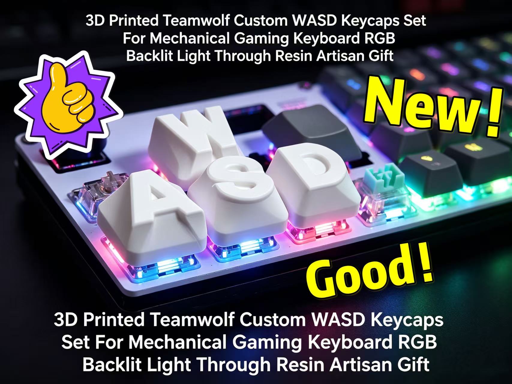 Gaming Keyboard 2026 - Conjunto de Teclas WASD Personalizadas 3D