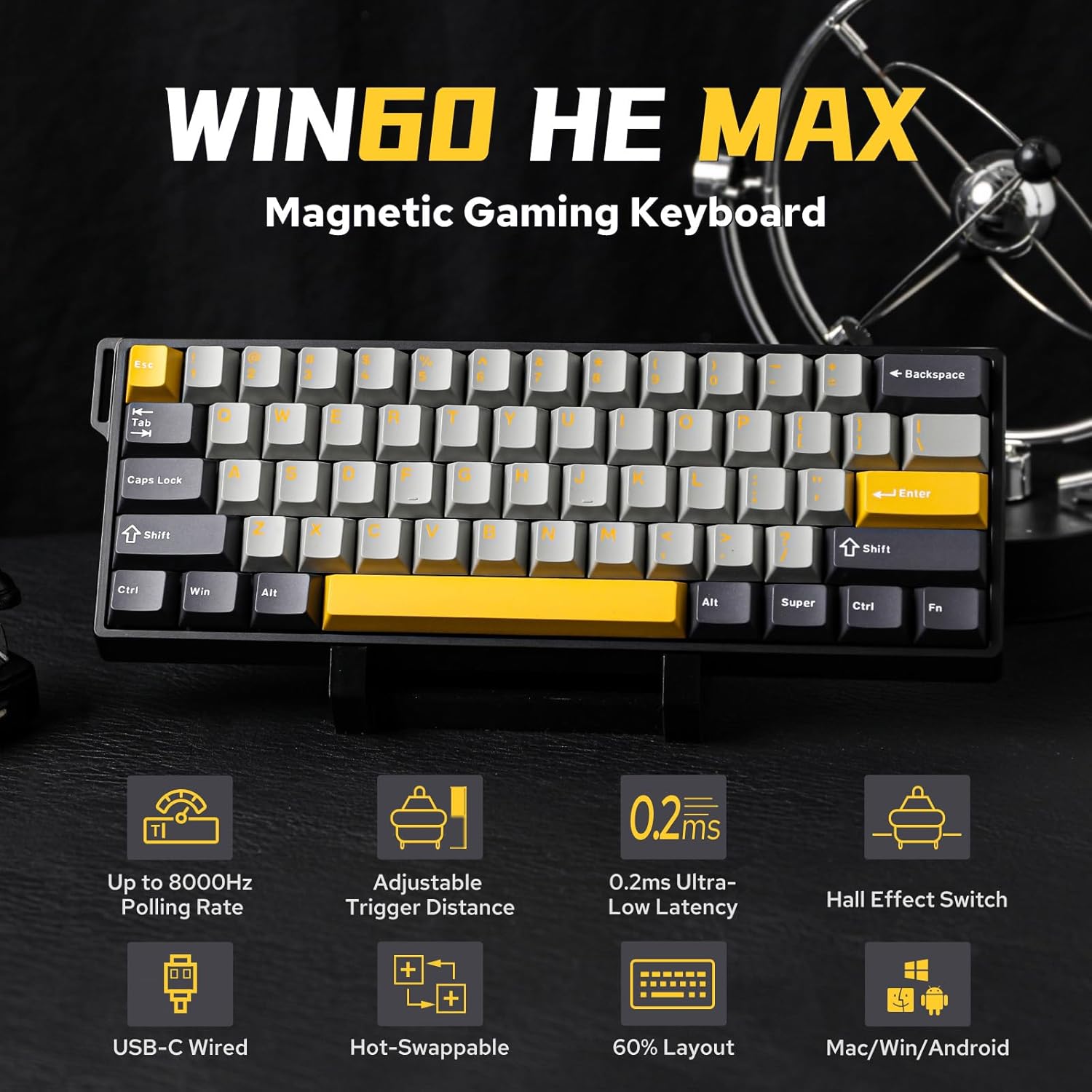 Teclado Mecânico AULA WIN60 HE - Gaming Keyboard Hot Swappable avaliação e preço