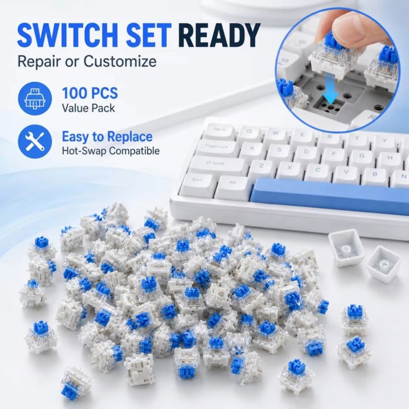 DT21 100 Peças de Interruptore - Keyboard Gaming Blue Switch avaliação e preço